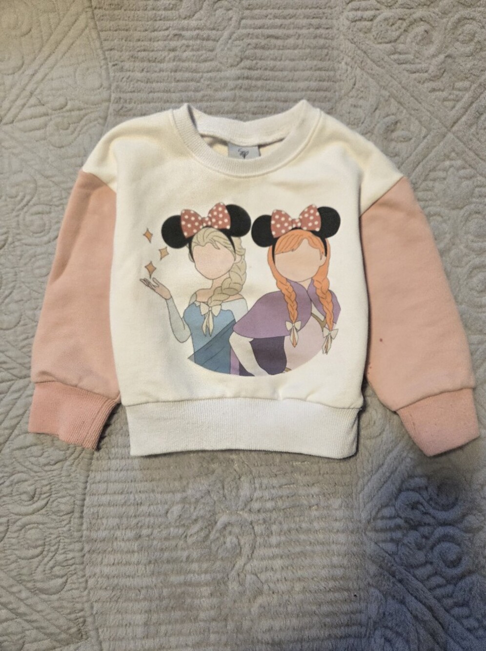 Sweet Pea Cream & Pink Disney FRIZEN DESIGN Graphic Pullover Sweatshirt